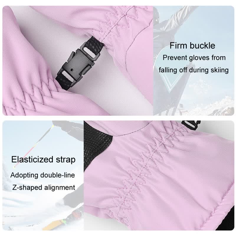 Winter Padded Zipper Pocket Ski Sports Gloves - Image 9