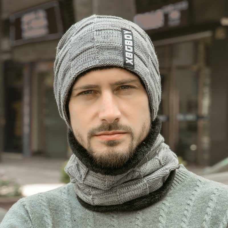 Winter Plaid Knit Beanie Hat Scarf Set - Image 6