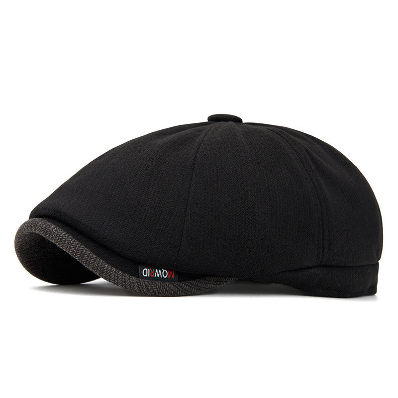 Winter Retro Knit Texture Contrast Brim Men's Beret Hat - Image 7