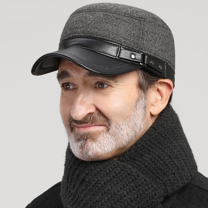 Winter Warm Earmuffs Casual Flat Top Hat - Image 3