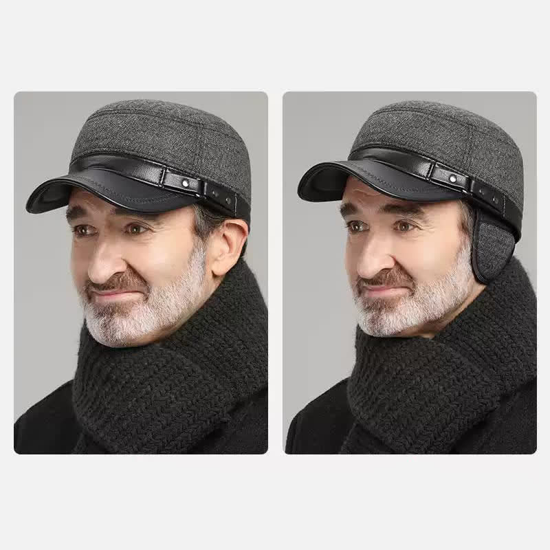 Winter Warm Earmuffs Casual Flat Top Hat - Image 5