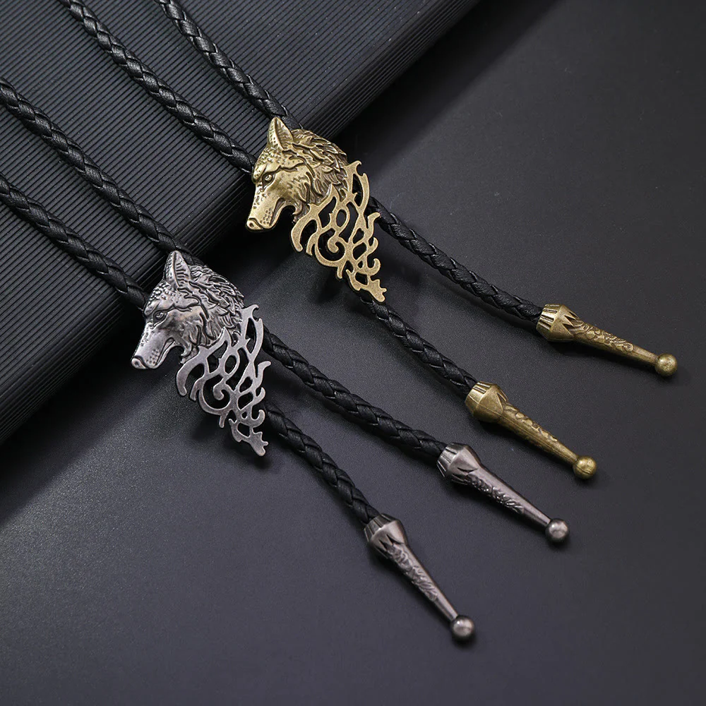 Wolf Head Pattern Retro Bolo Tie