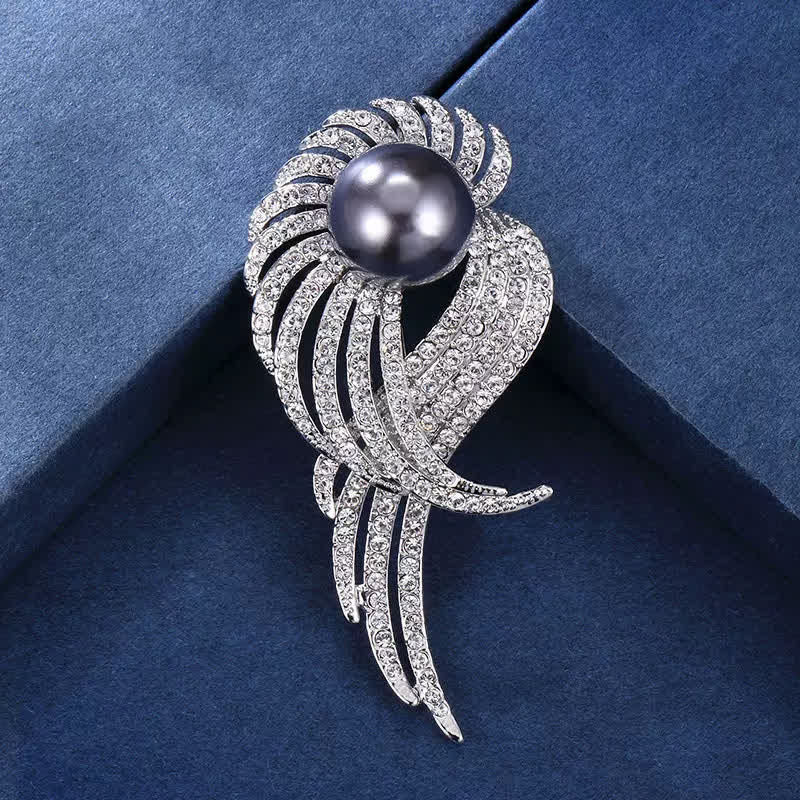 Women's Angel Wing Feather Pearl Brooch - Image 7