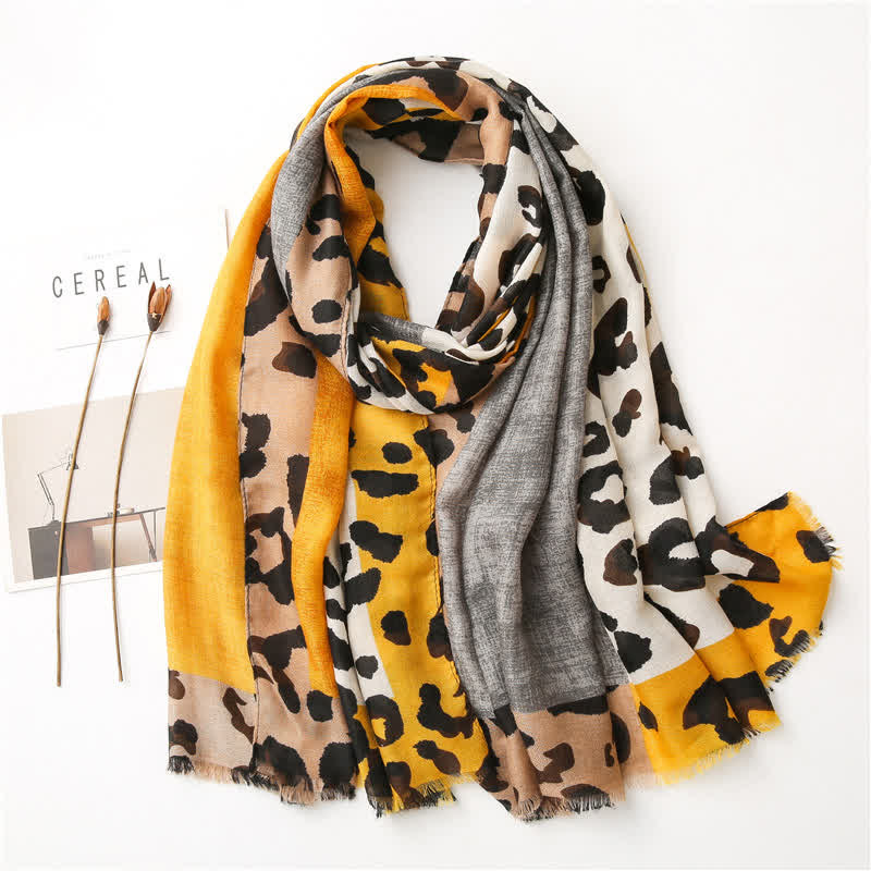 Women's Animal Leopard Printed Large Thin Scarf - Image 12