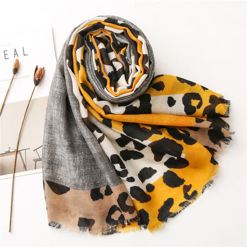 Women's Animal Leopard Printed Large Thin Scarf - Image 14