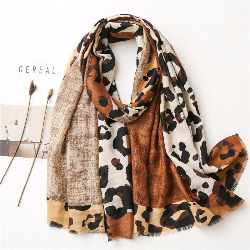 Women's Animal Leopard Printed Large Thin Scarf - Image 15