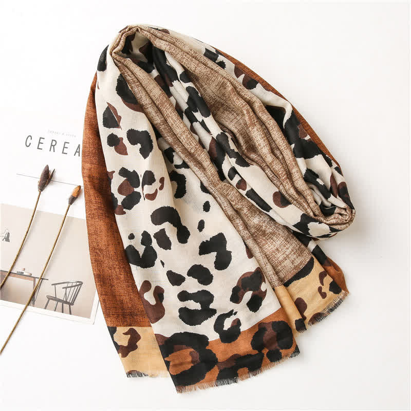 Women's Animal Leopard Printed Large Thin Scarf - Image 17