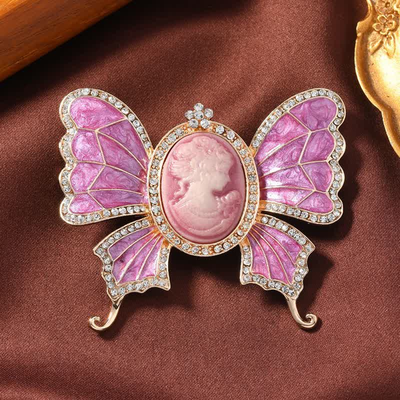 Women's Antique Victorian Style Butturfly Lady Cameo Brooch - Image 4