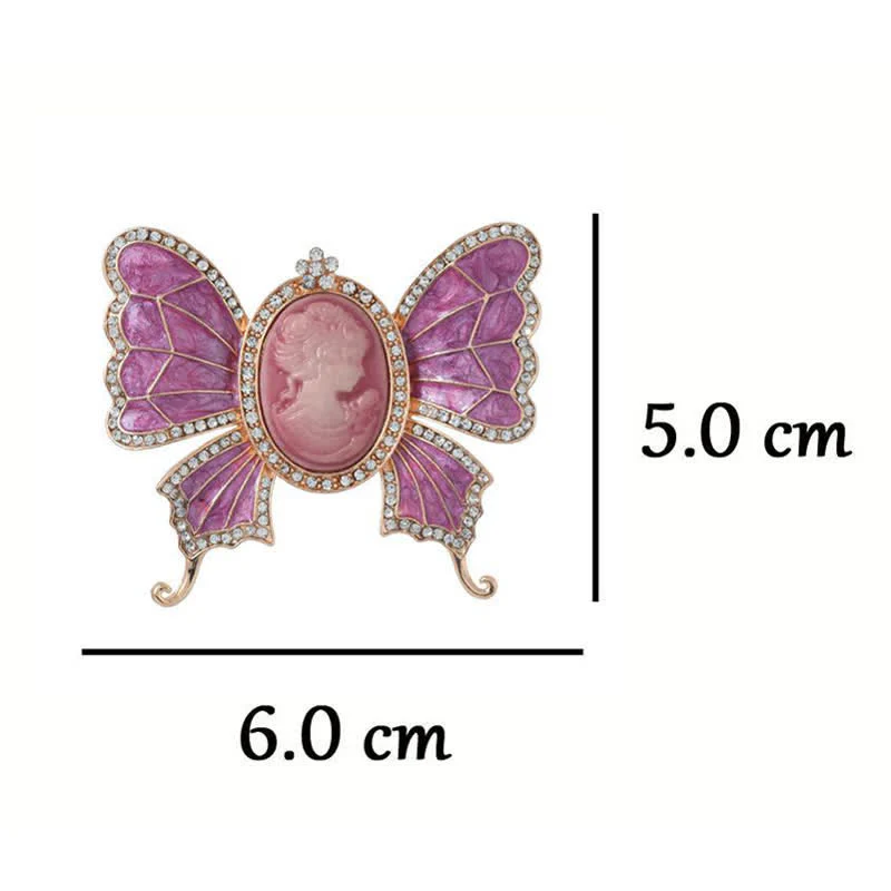 Women's Antique Victorian Style Butturfly Lady Cameo Brooch - Image 5