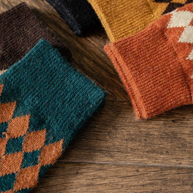Women's Argyle Warm Thermal Aesthetic Crew Socks - Image 5