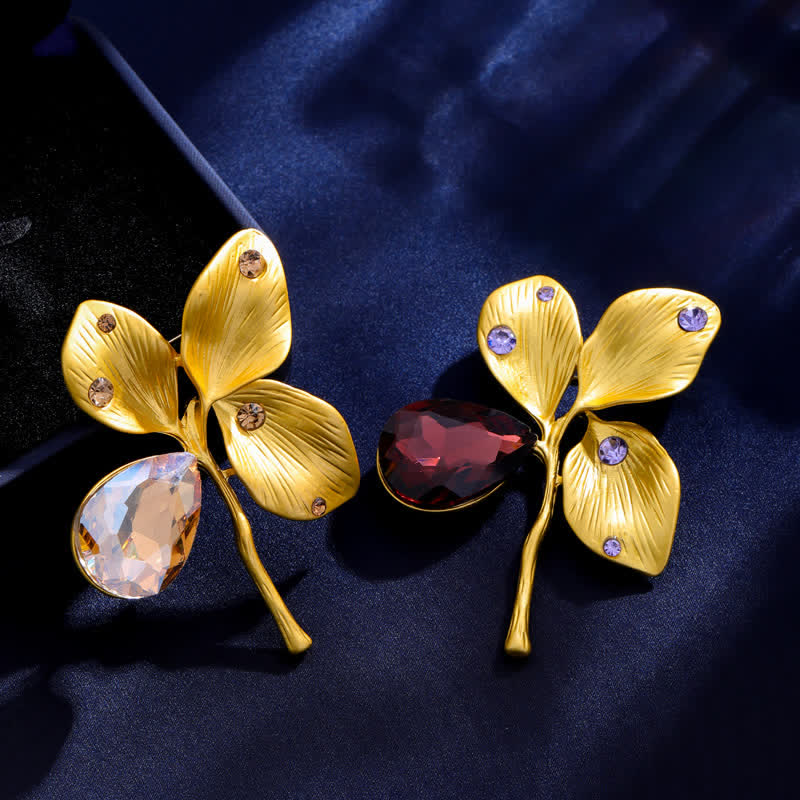 Women's Autumn Gold Maple Leaf Crystal Brooch - Image 4