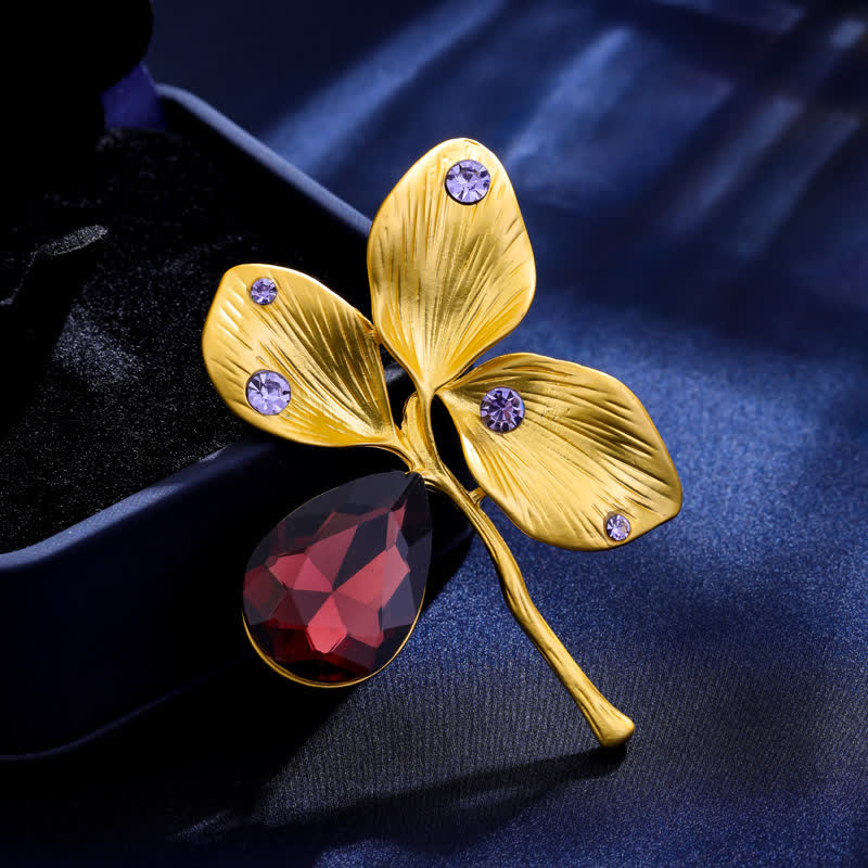 Women's Autumn Gold Maple Leaf Crystal Brooch - Image 5