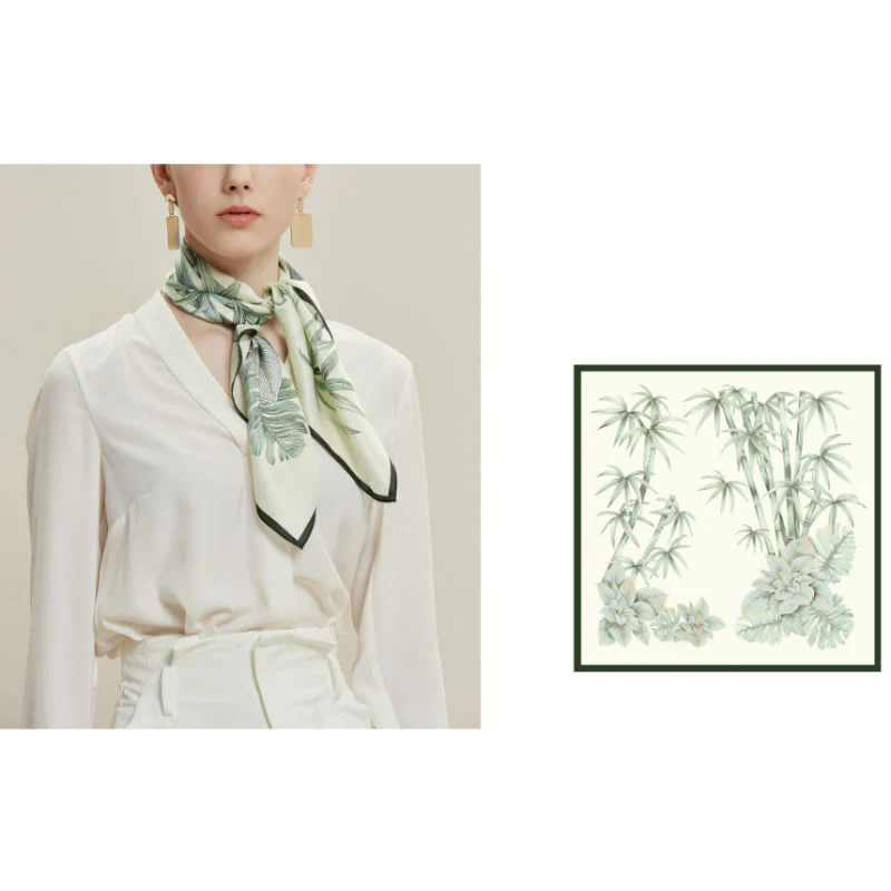 Women's Bamboo Path Flower Stream Spring Silk Thin Scarf - Image 2