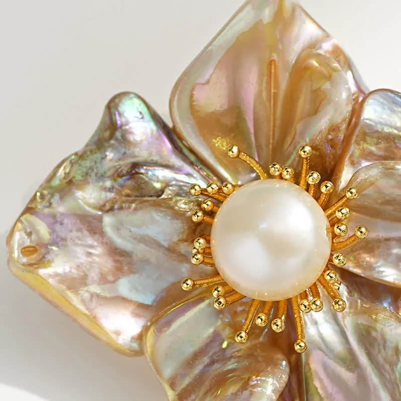 Women's Baroque Pearl Asymmetric Flower Brooch - Image 5