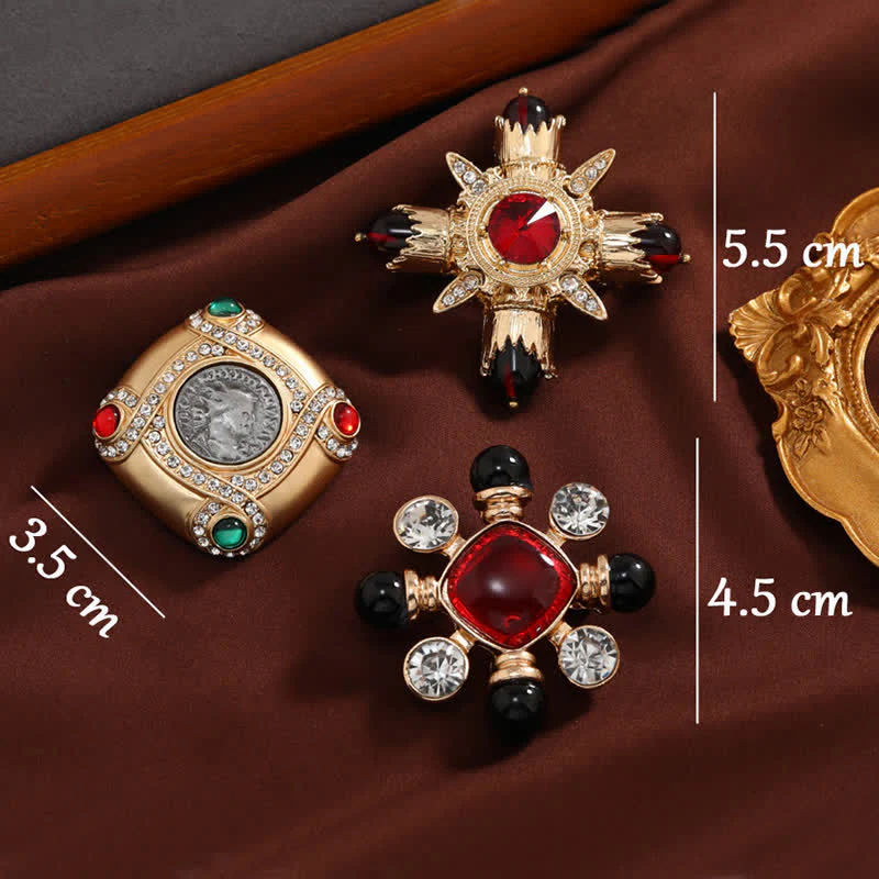 Women's Baroque Style Rhinestone Geometric Square Brooch - Image 3