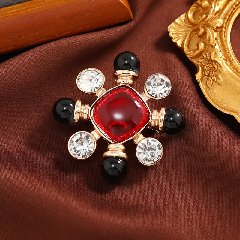 Women's Baroque Style Rhinestone Geometric Square Brooch - Image 5