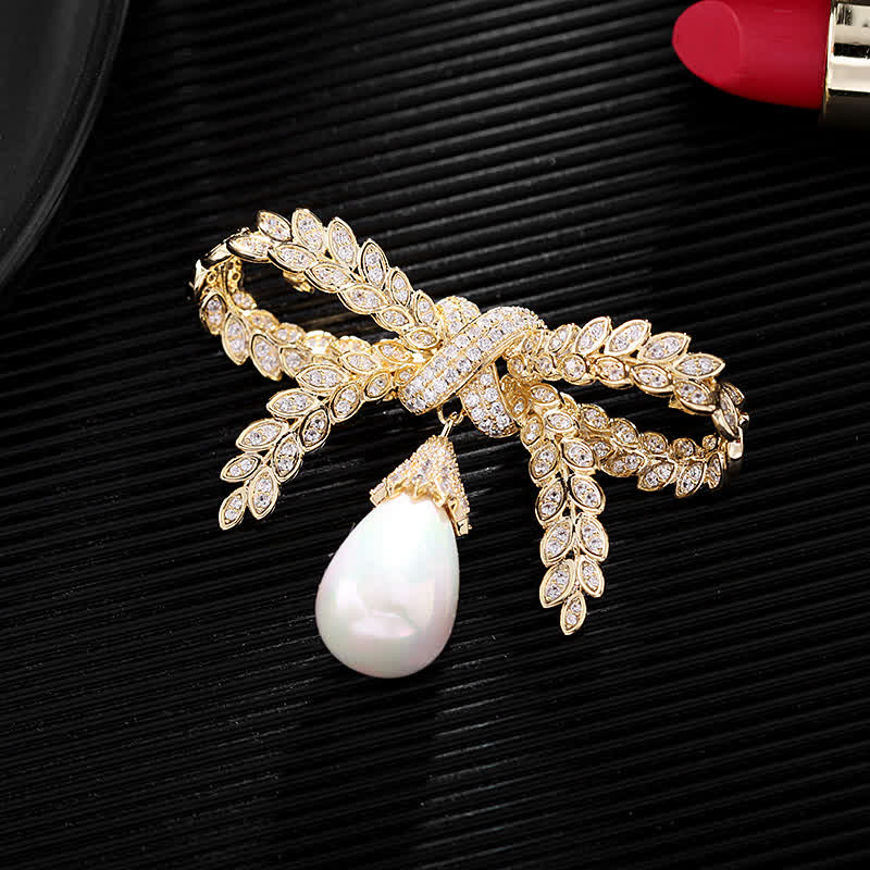 Women's Baroque Wheat Bowknot Brooch - Image 4