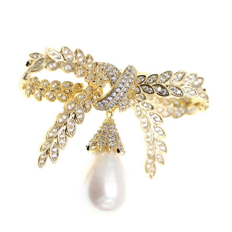Women's Baroque Wheat Bowknot Brooch - Image 5