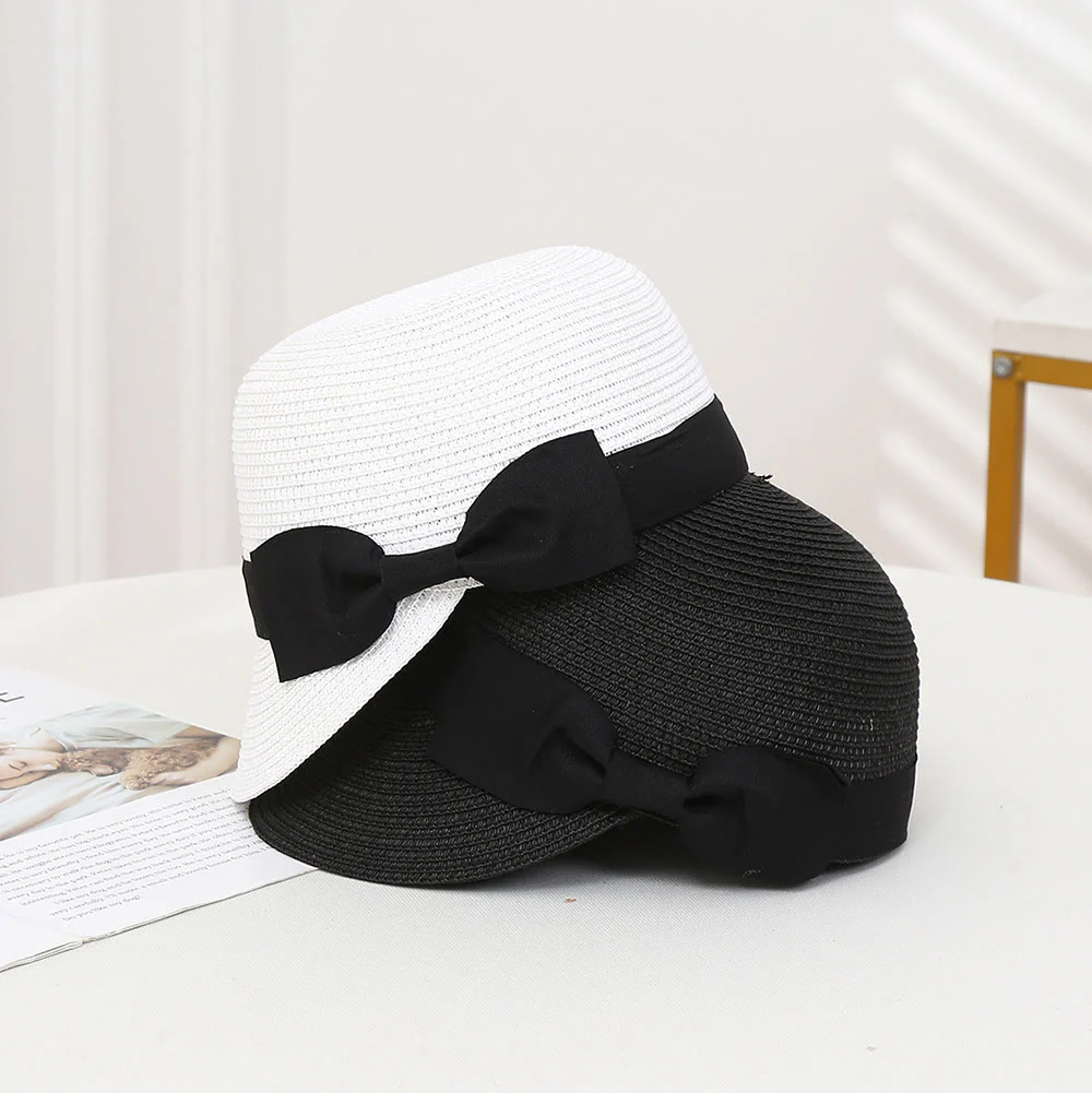 Women's Black Bow Accent Straw Equestrian Hat - Image 4