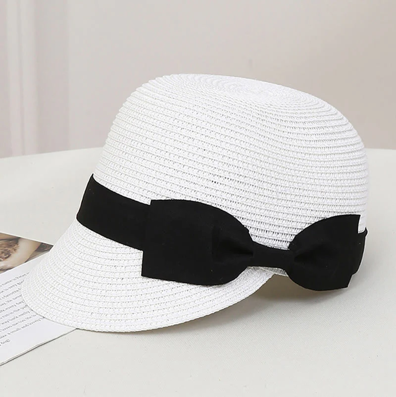 Women's Black Bow Accent Straw Equestrian Hat - Image 6
