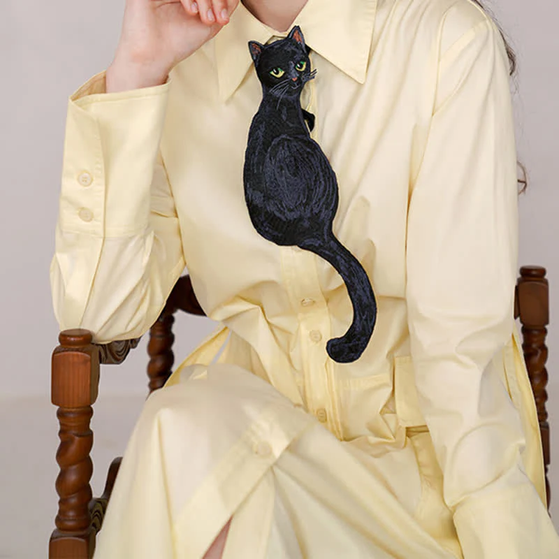 Women's Cool Black Cat Zipper Necktie - Image 6