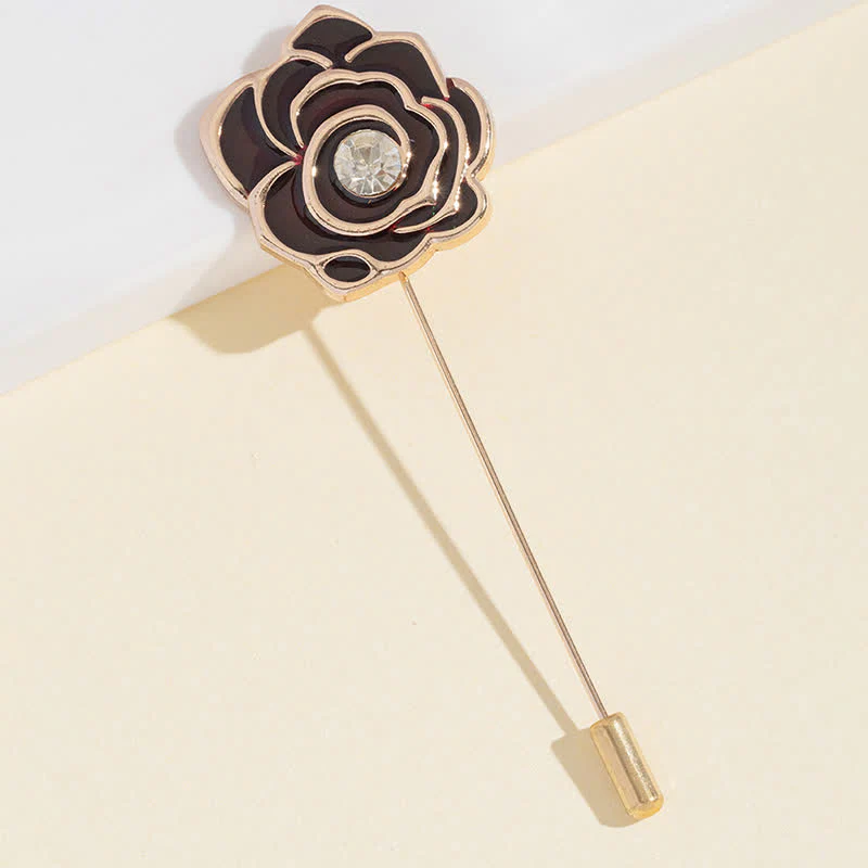 Women's Black Rose Blossom Brooch - Image 3