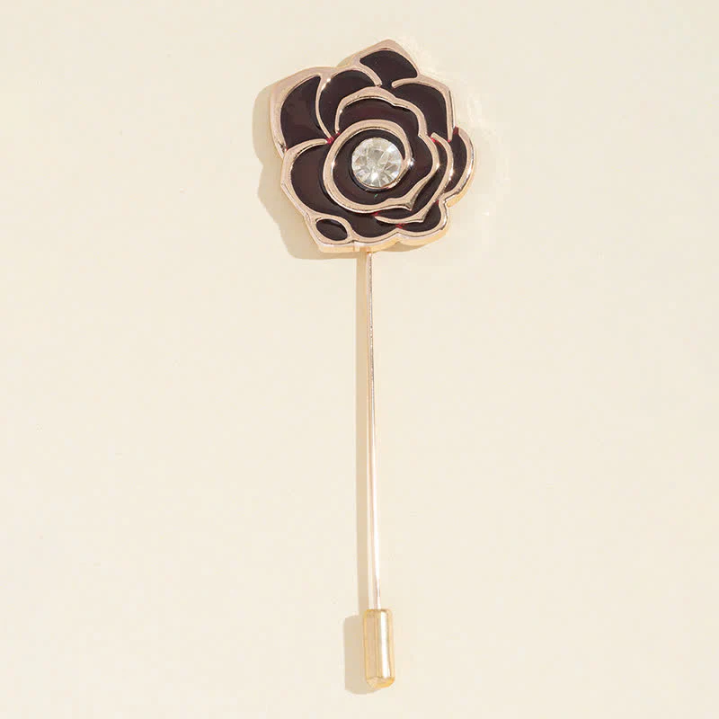 Women's Black Rose Blossom Brooch - Image 4
