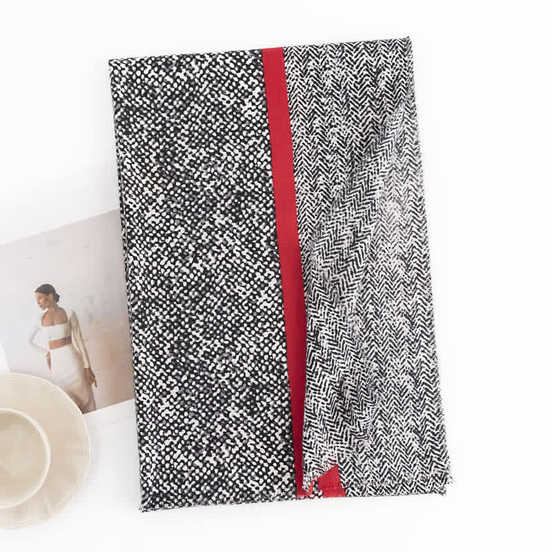 Women's Black Snake Skin Pattern Red Line Scarf - Image 2