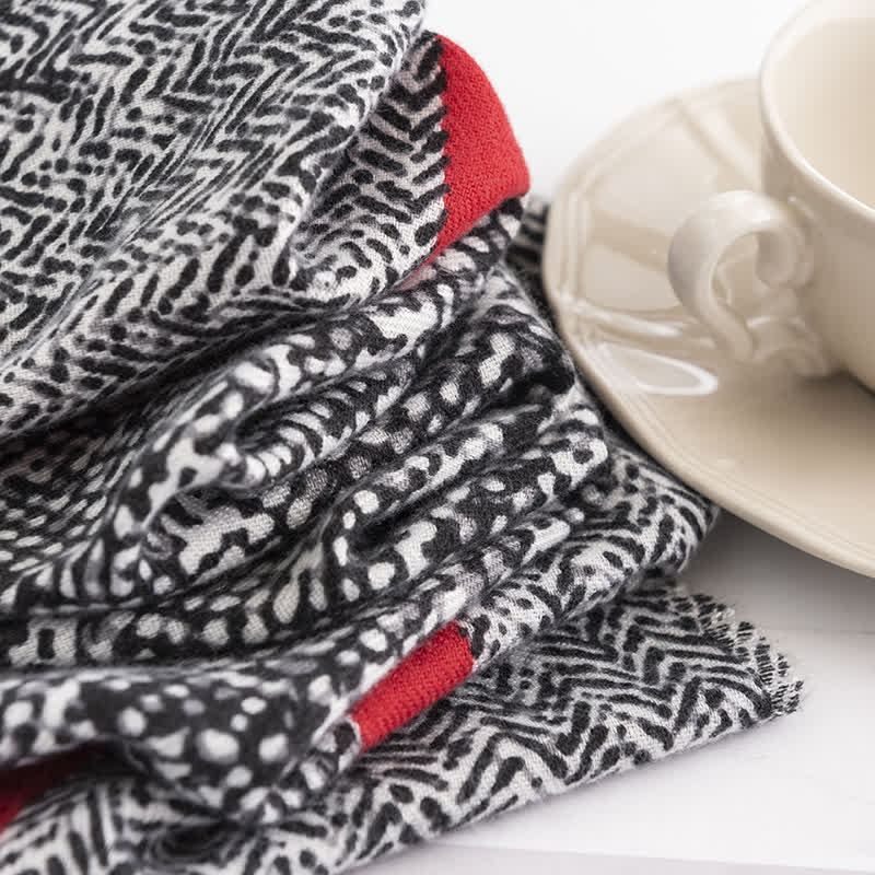 Women's Black Snake Skin Pattern Red Line Scarf - Image 4