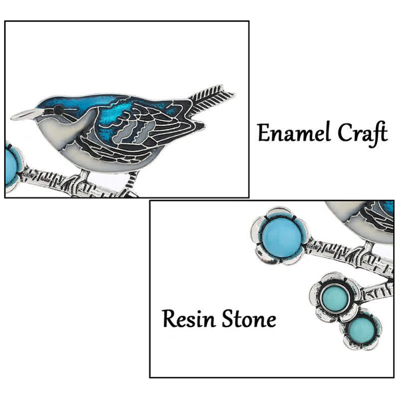 Women's Blue Imitation Turquoise Magpie Brooch - Image 6