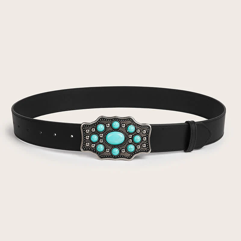 Women's Bohemia Turquoise Irregular Buckle Leather Belt - Image 3