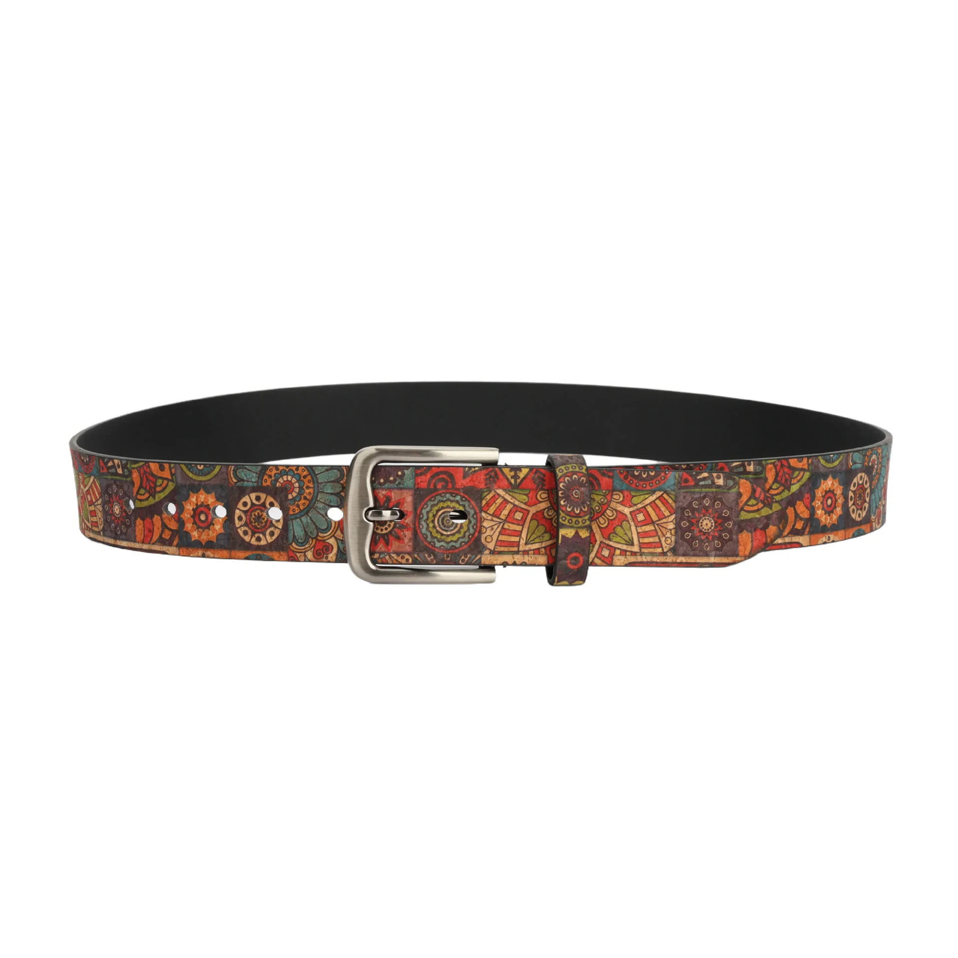 Women's Bohemian Plant Round Pattern Leather Belt - Image 2