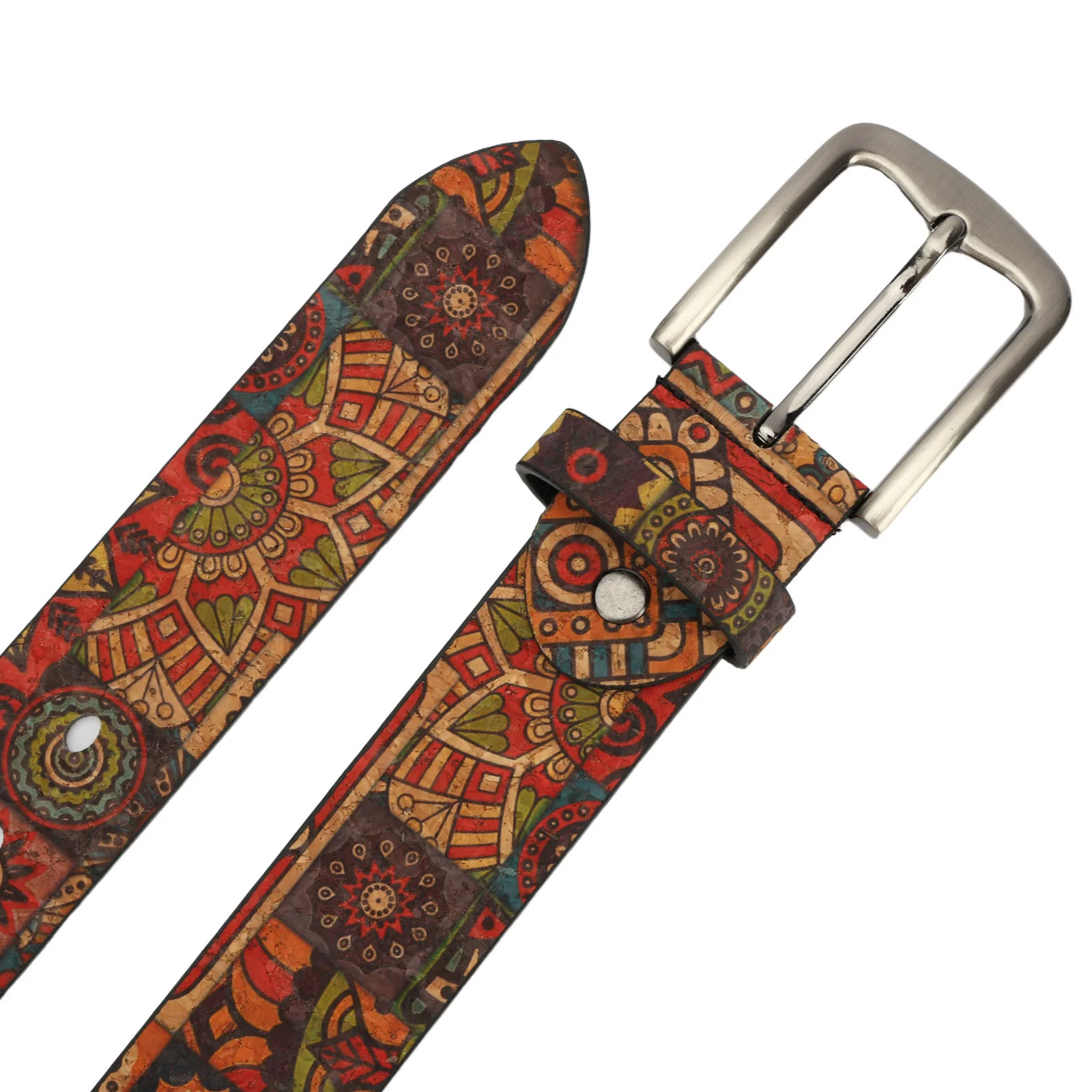 Women's Bohemian Plant Round Pattern Leather Belt - Image 4