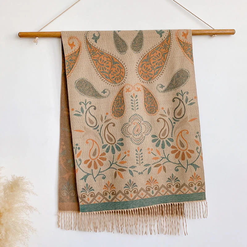 Women's Bohemian Style Printed Tassels Winter Warm Shawl Scarf - Image 3
