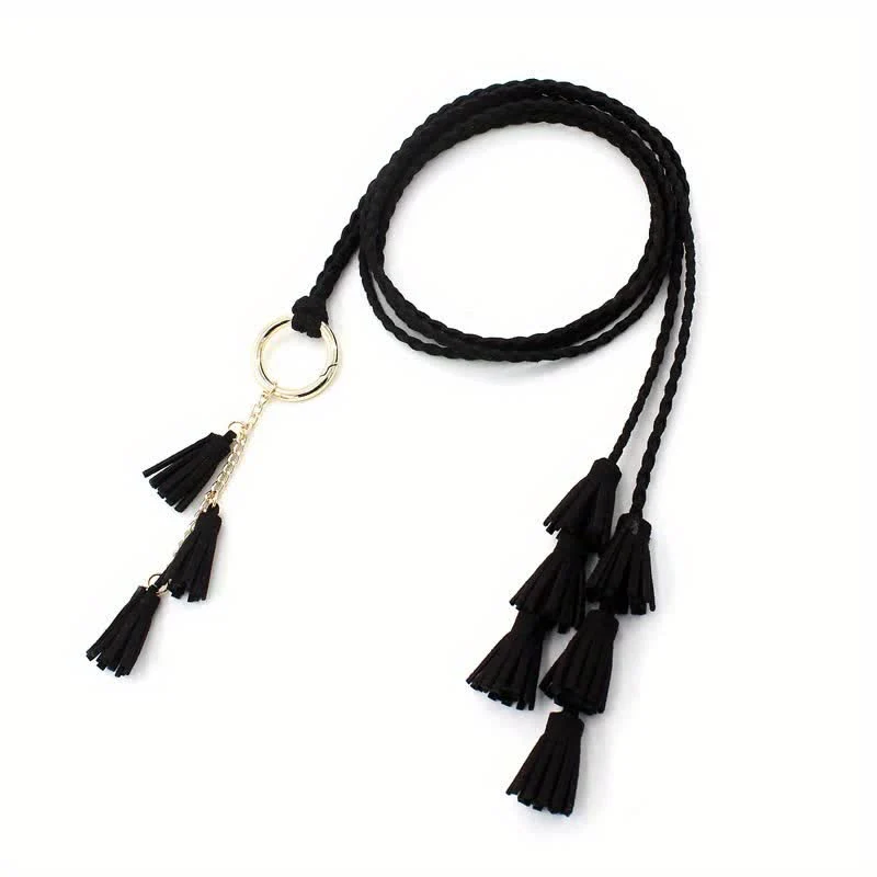 Women's Bohemian Tassels Braided Waist Rope Belt - Image 12