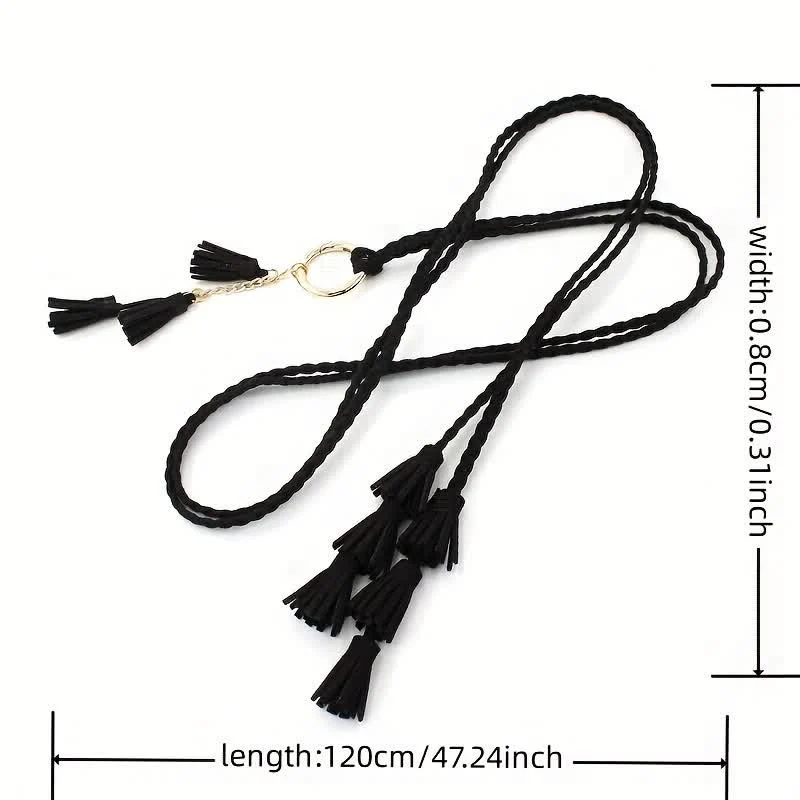 Women's Bohemian Tassels Braided Waist Rope Belt - Image 13