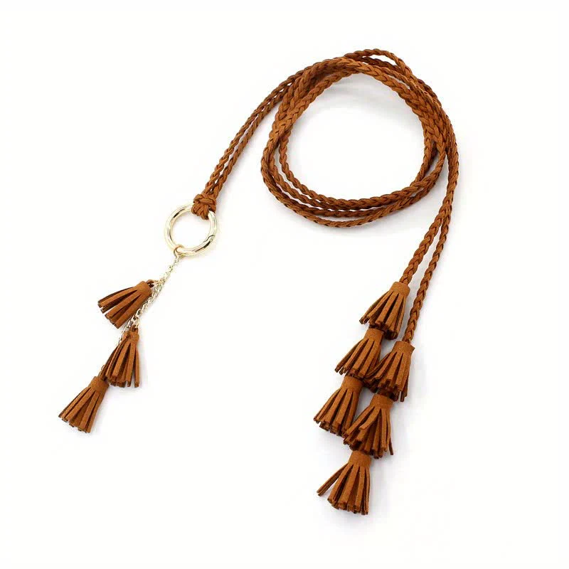 Women's Bohemian Tassels Braided Waist Rope Belt - Image 3
