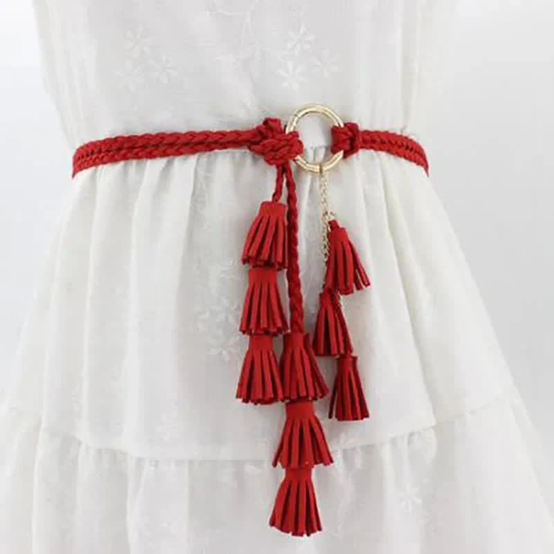 Women's Bohemian Tassels Braided Waist Rope Belt - Image 4