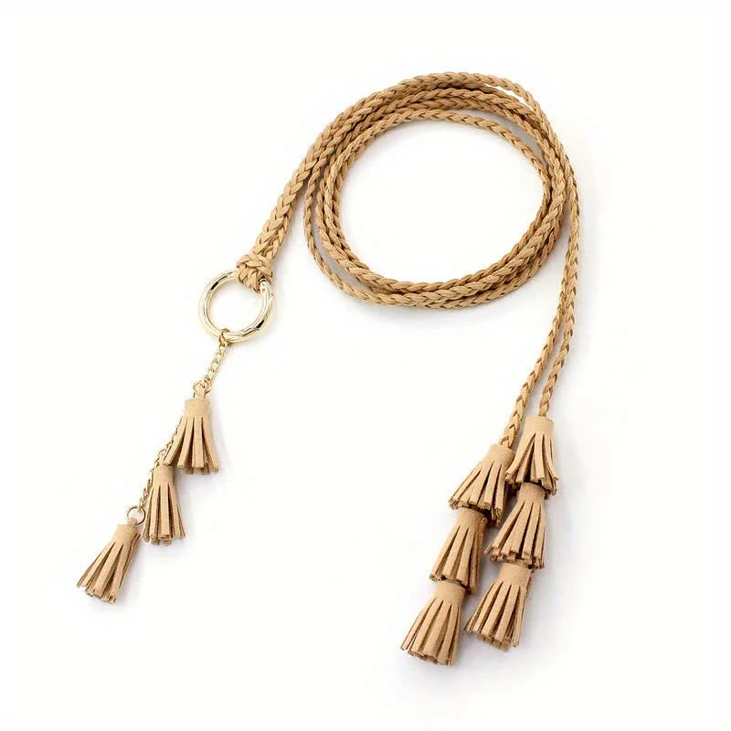 Women's Bohemian Tassels Braided Waist Rope Belt - Image 7