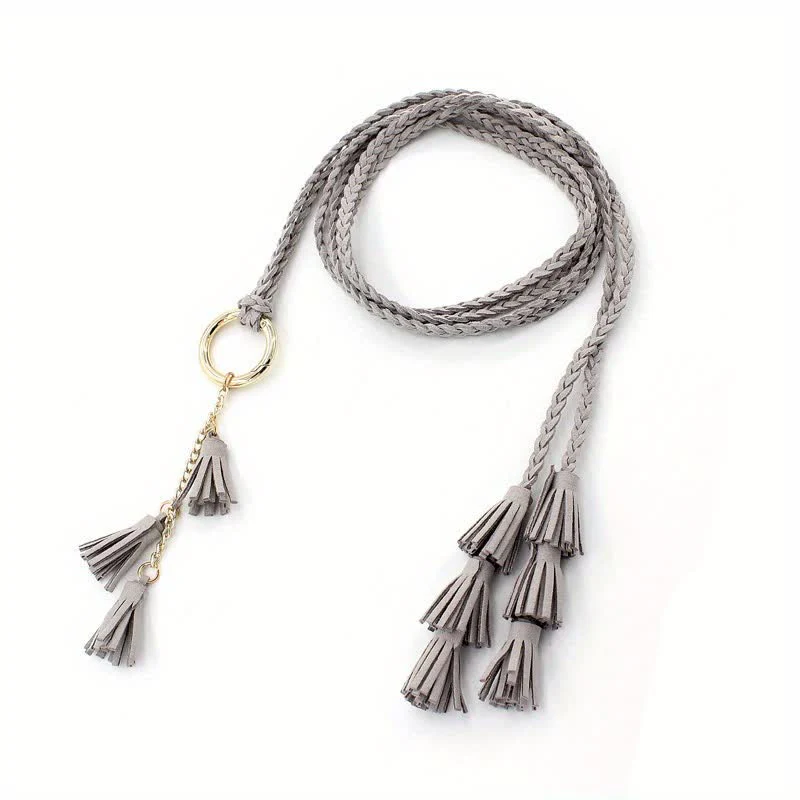 Women's Bohemian Tassels Braided Waist Rope Belt - Image 9