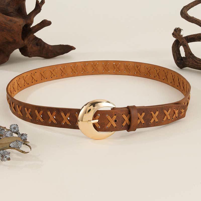 Women's Boho Handmade Rope Threading Leather Belt - Image 4