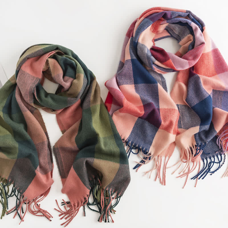 Women's Bright Vivid Colors Fringed Scarf - Image 4