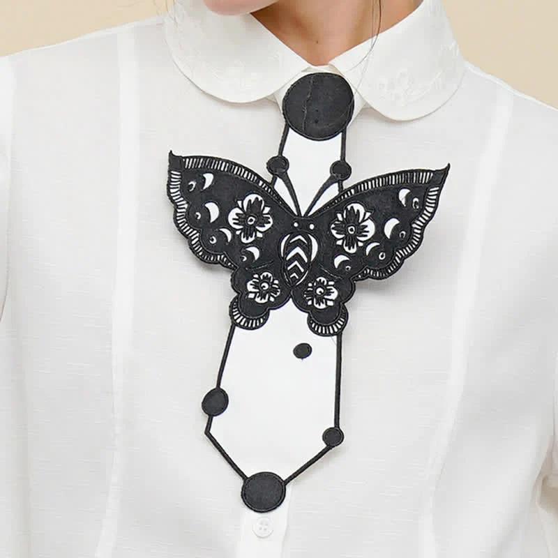 Women's Butterfly Embroidery Zipper Necktie - Image 3