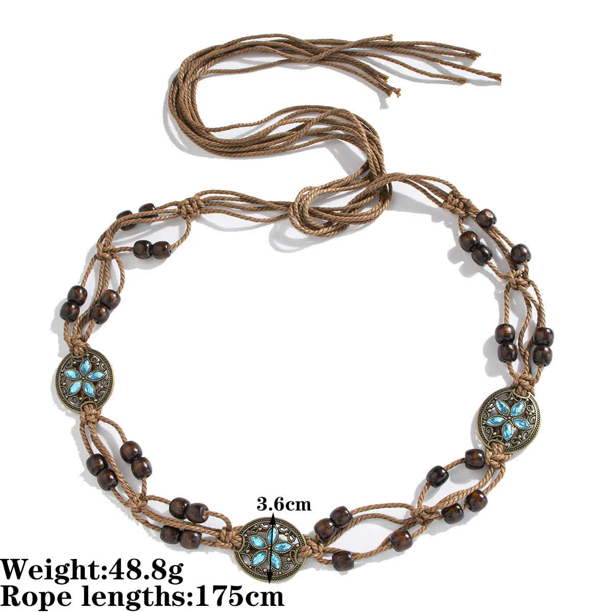 Women's Butterfly Flower Sash Boho Braided Waist Rope Belt - Image 8
