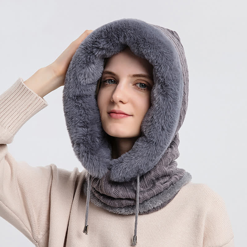 Women's Candy Color Face Hood Mask Knitted Hat - Image 6