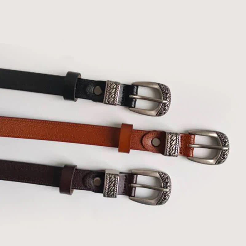 Women's Casual Decorative Carved Buckle Leather Belt - Image 2