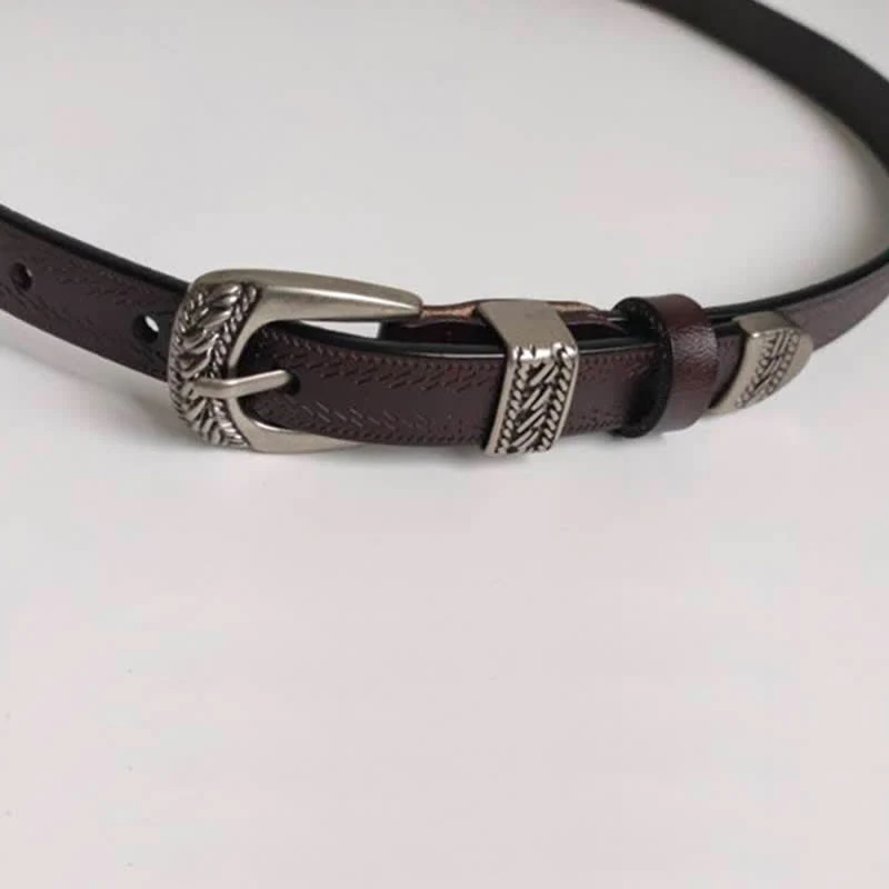 Women's Casual Decorative Carved Buckle Leather Belt - Image 3