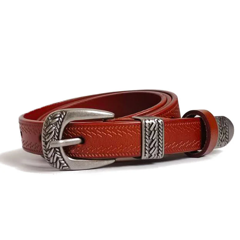 Women's Casual Decorative Carved Buckle Leather Belt - Image 8