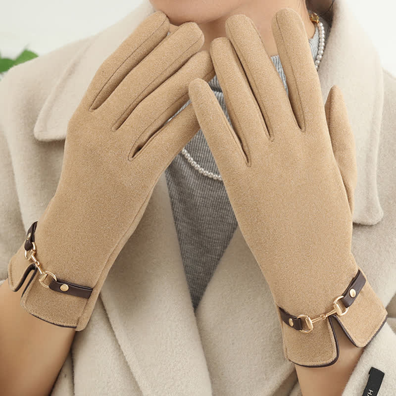 Women's Chain Plus Plush Velvet Thick Gloves - Image 4