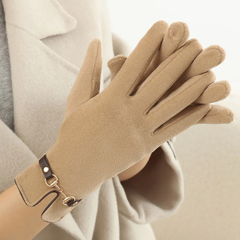 Women's Chain Plus Plush Velvet Thick Gloves - Image 6
